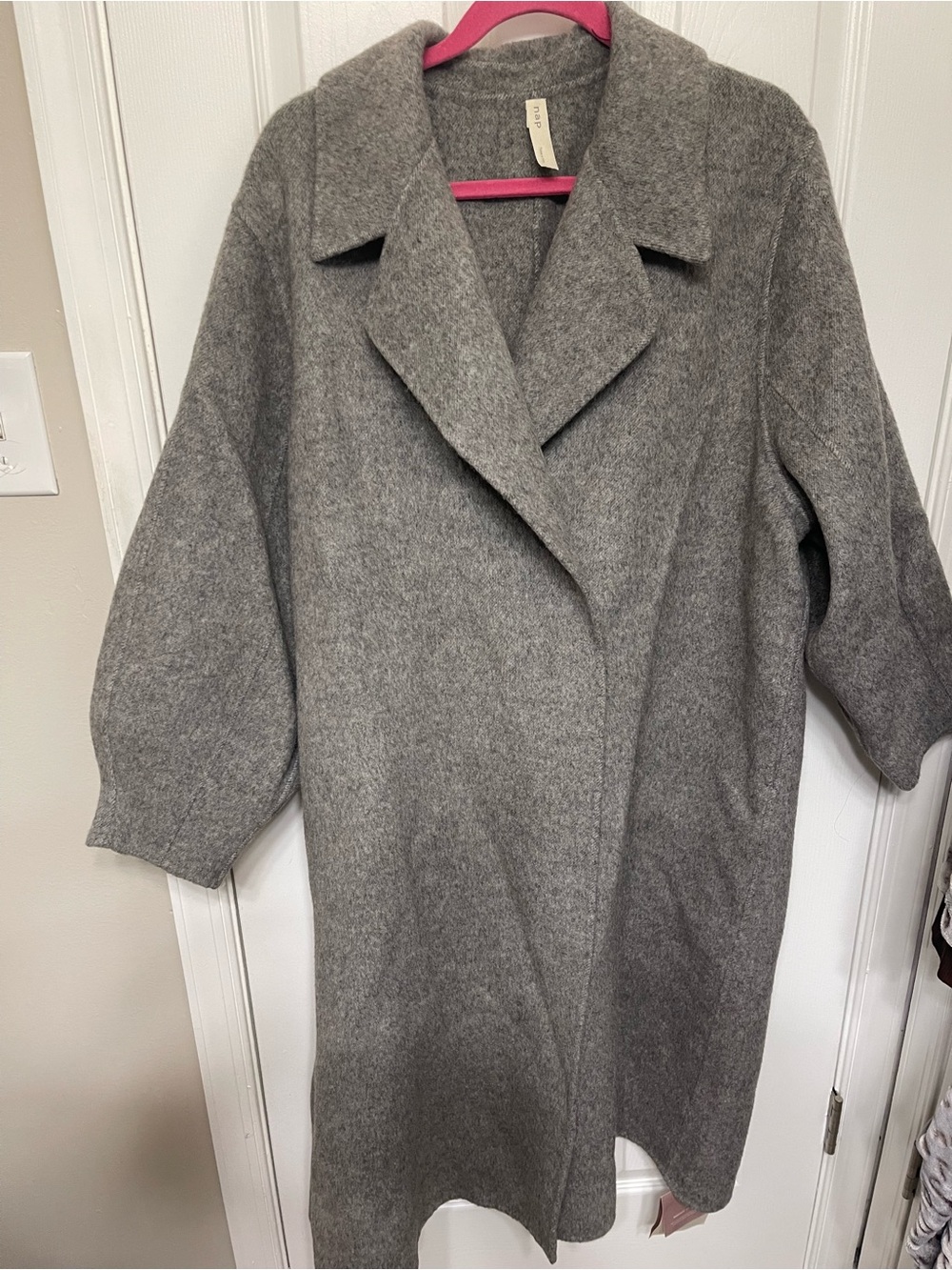 NWT NAP Loungewear Alpaca Wool Blend Oversized Maxi Coat Gray M